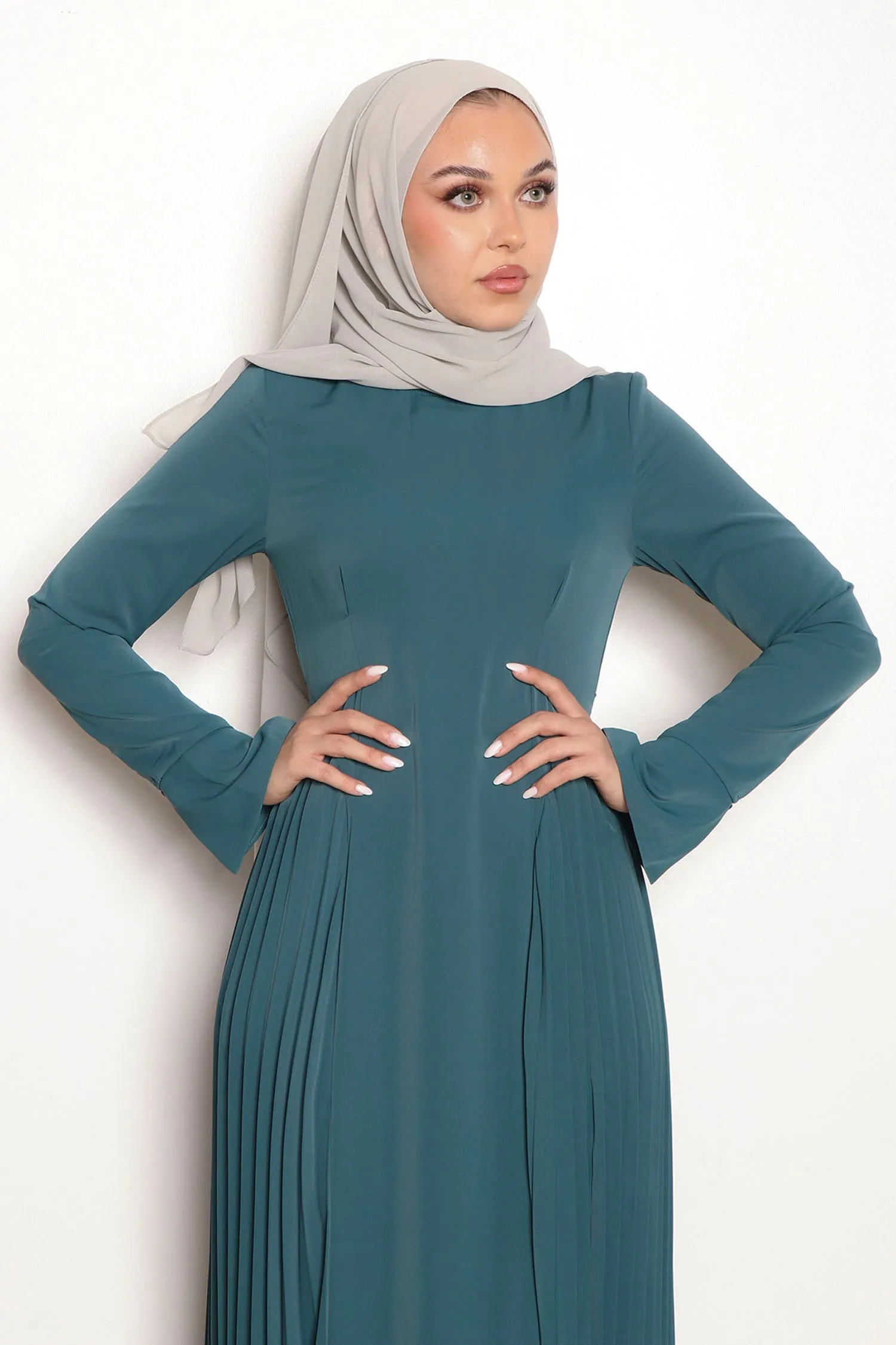 Kelsi Soft Pleat Dress- Teal