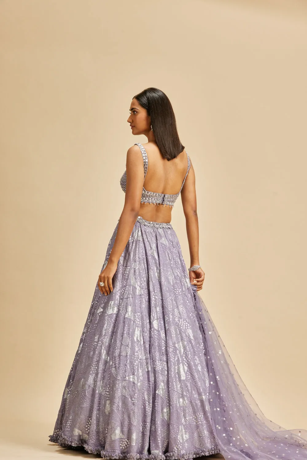 Lilac Geometric Design Lehenga Set