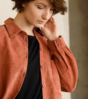 Line leather shirt