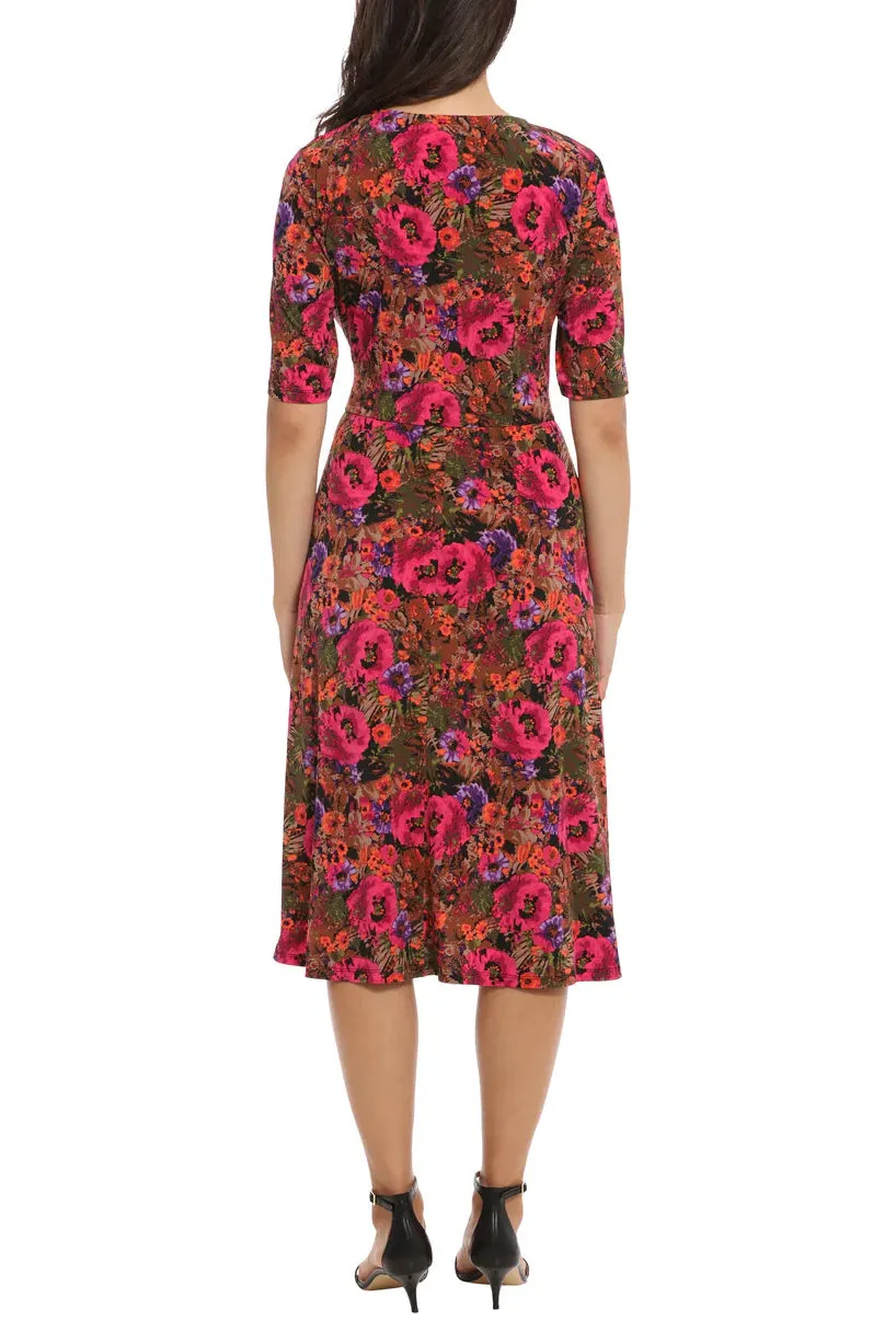 London Times Floral-Print Fit & Flare Dress