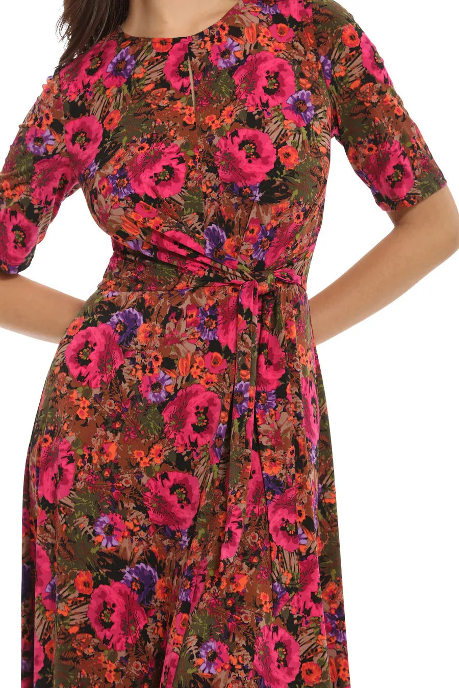 London Times Floral-Print Fit & Flare Dress