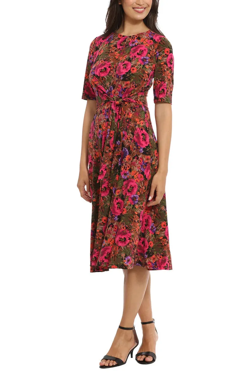 London Times Floral-Print Fit & Flare Dress