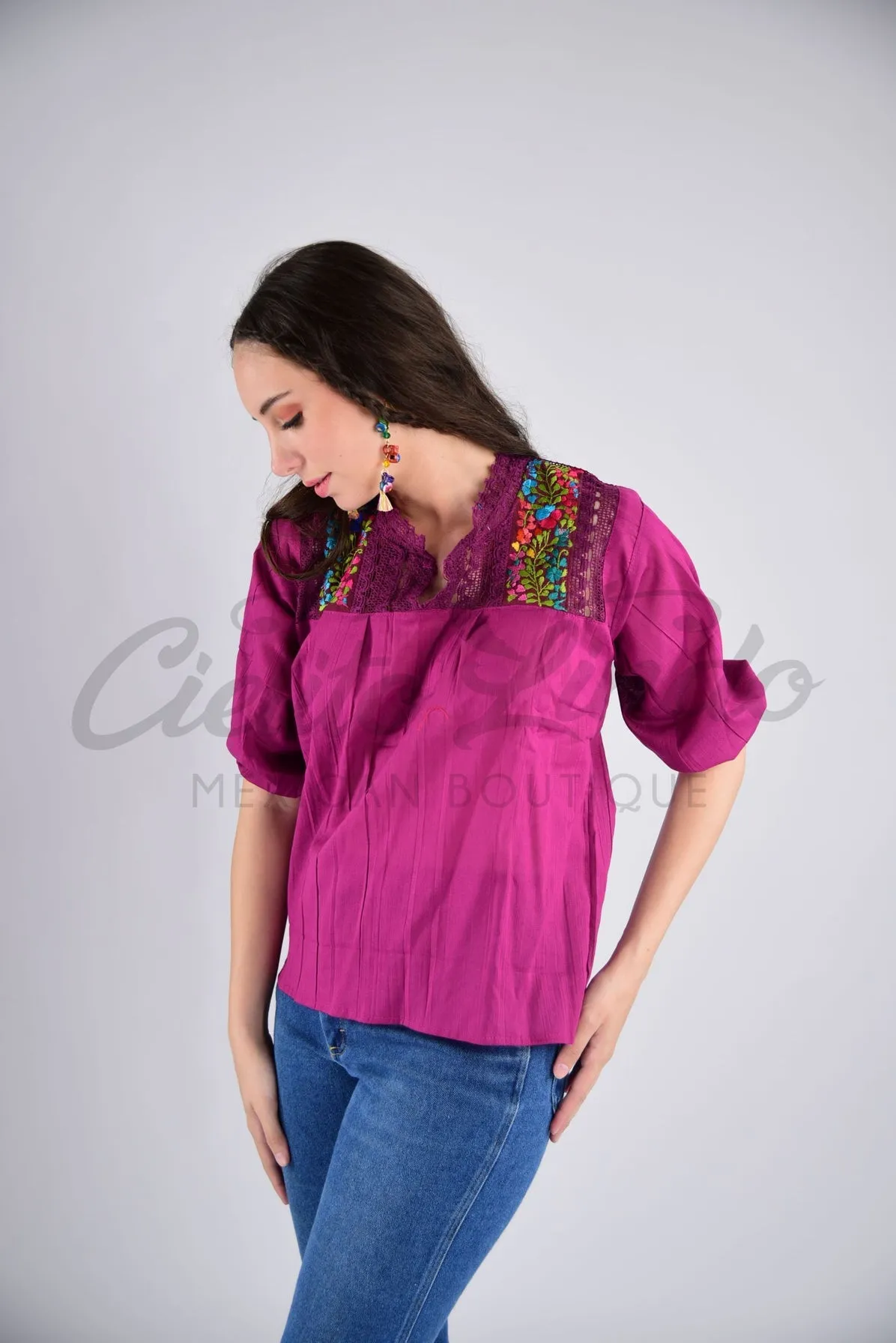 Mexican Floral Embroidered Blouse Espanola