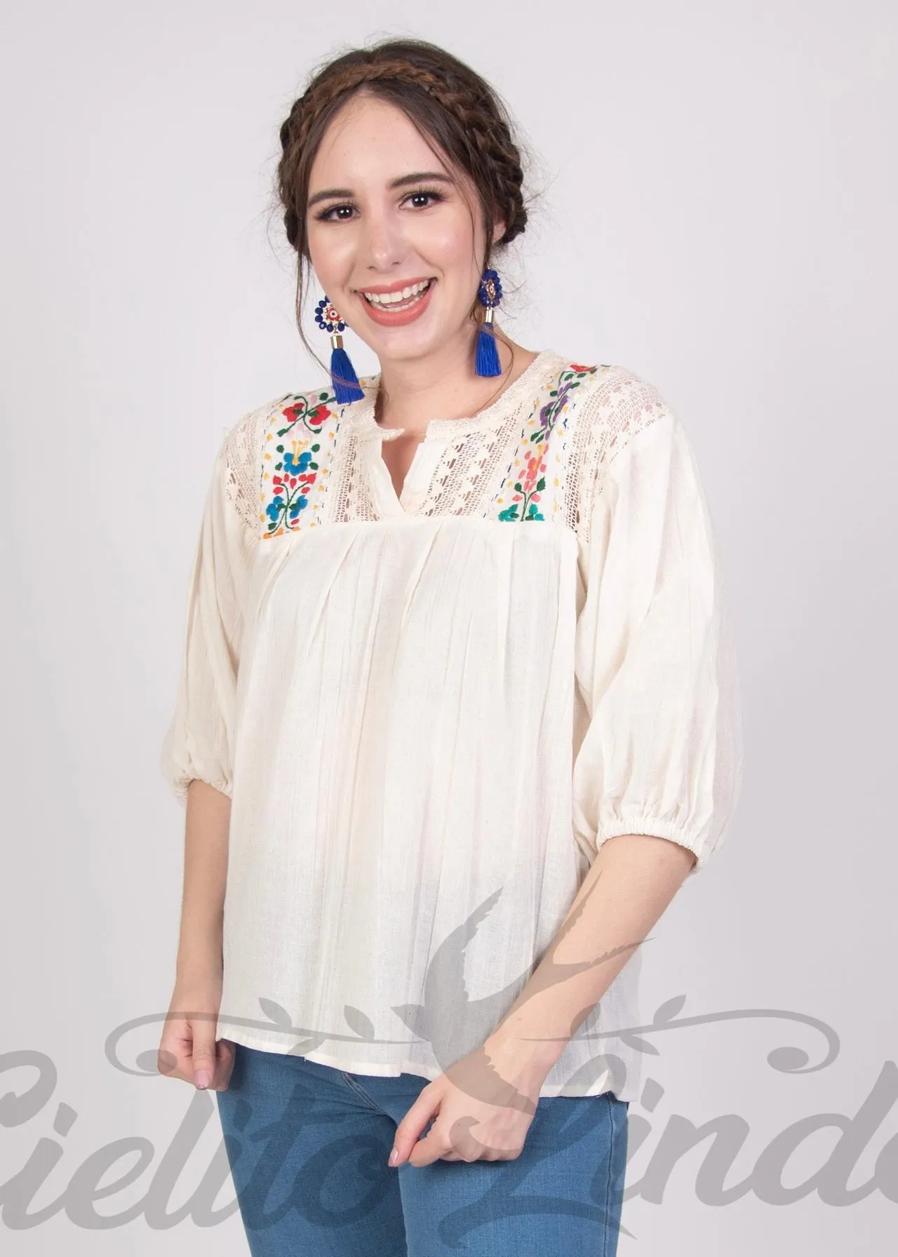 Mexican Floral Embroidered Blouse Espanola