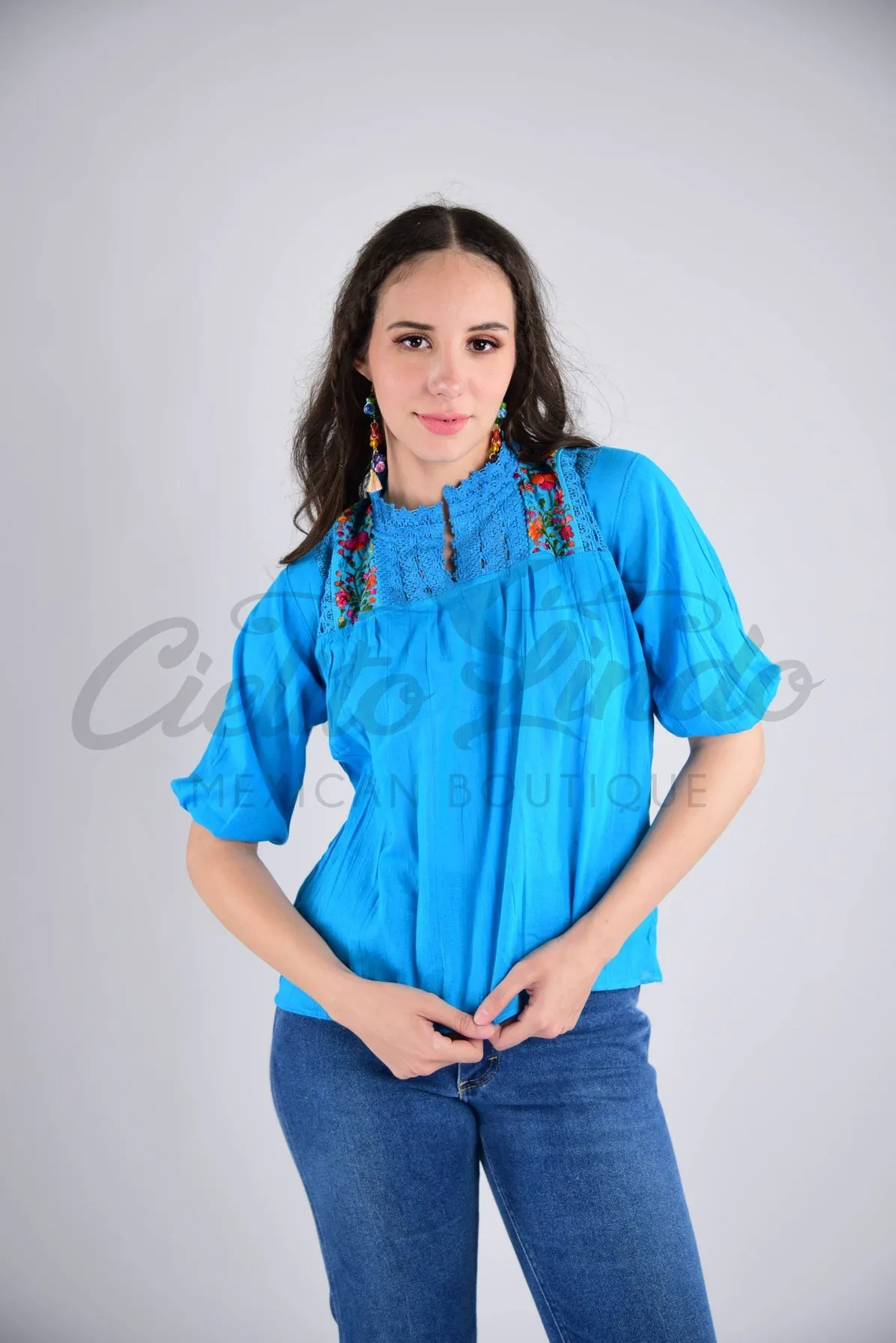 Mexican Floral Embroidered Blouse Espanola