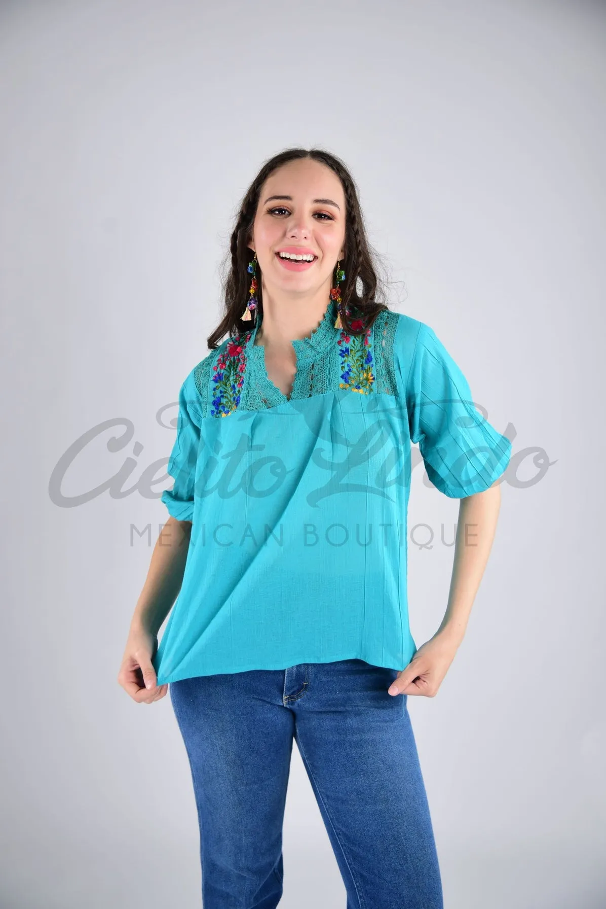 Mexican Floral Embroidered Blouse Espanola