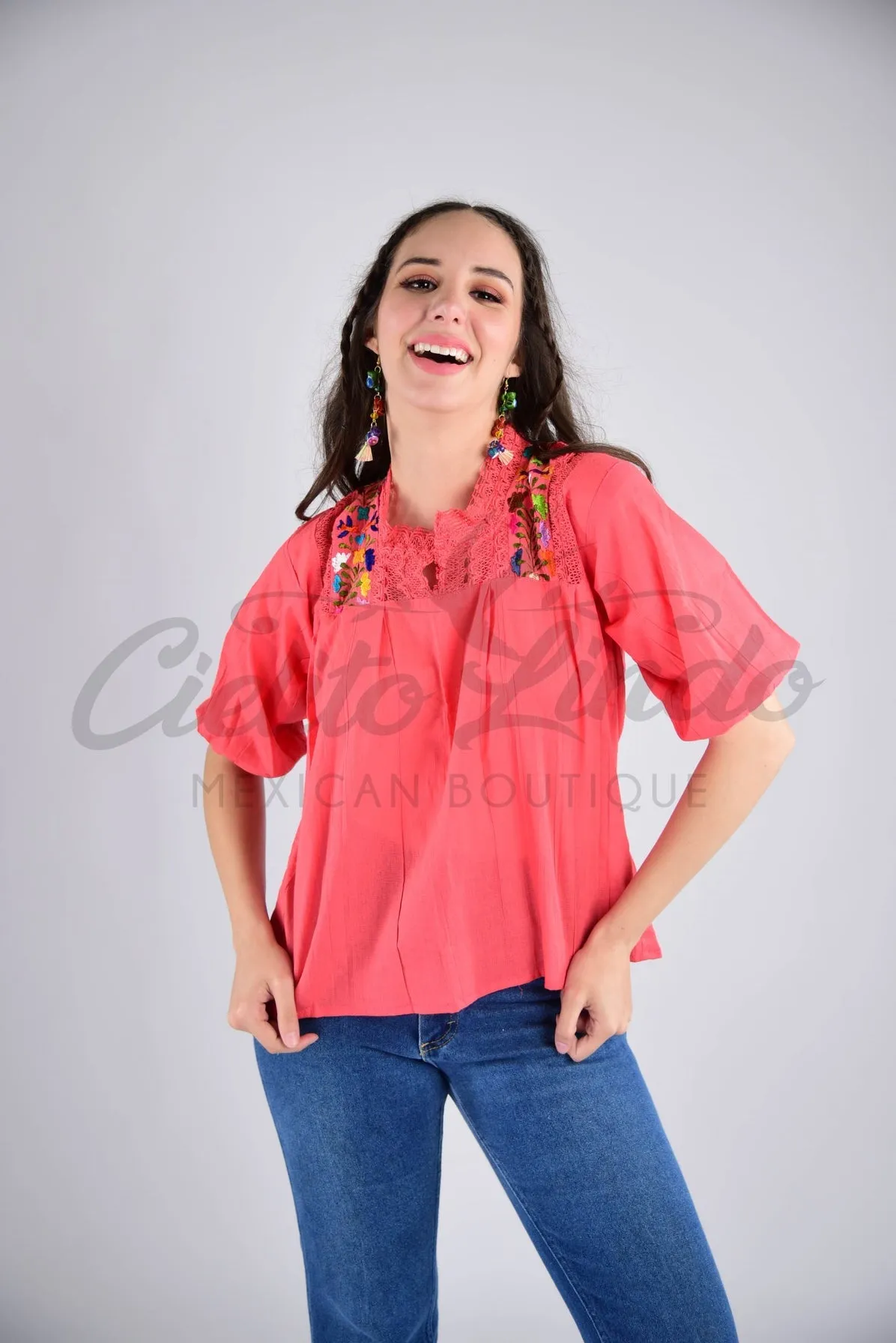 Mexican Floral Embroidered Blouse Espanola