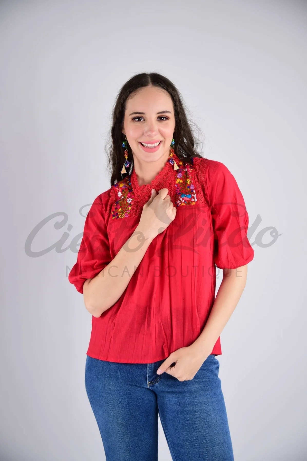 Mexican Floral Embroidered Blouse Espanola