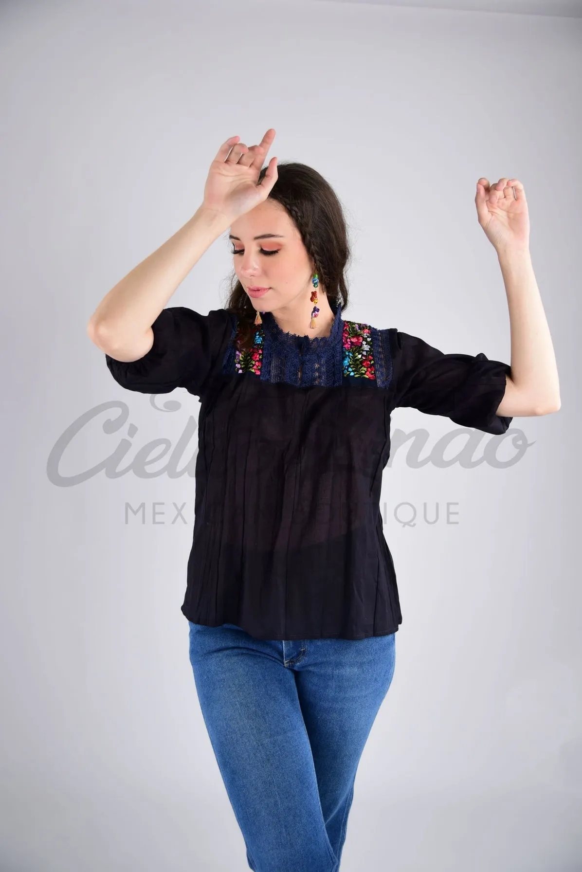 Mexican Floral Embroidered Blouse Espanola