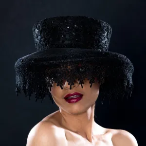 NA57760- Lace veil funeral dress hat for women