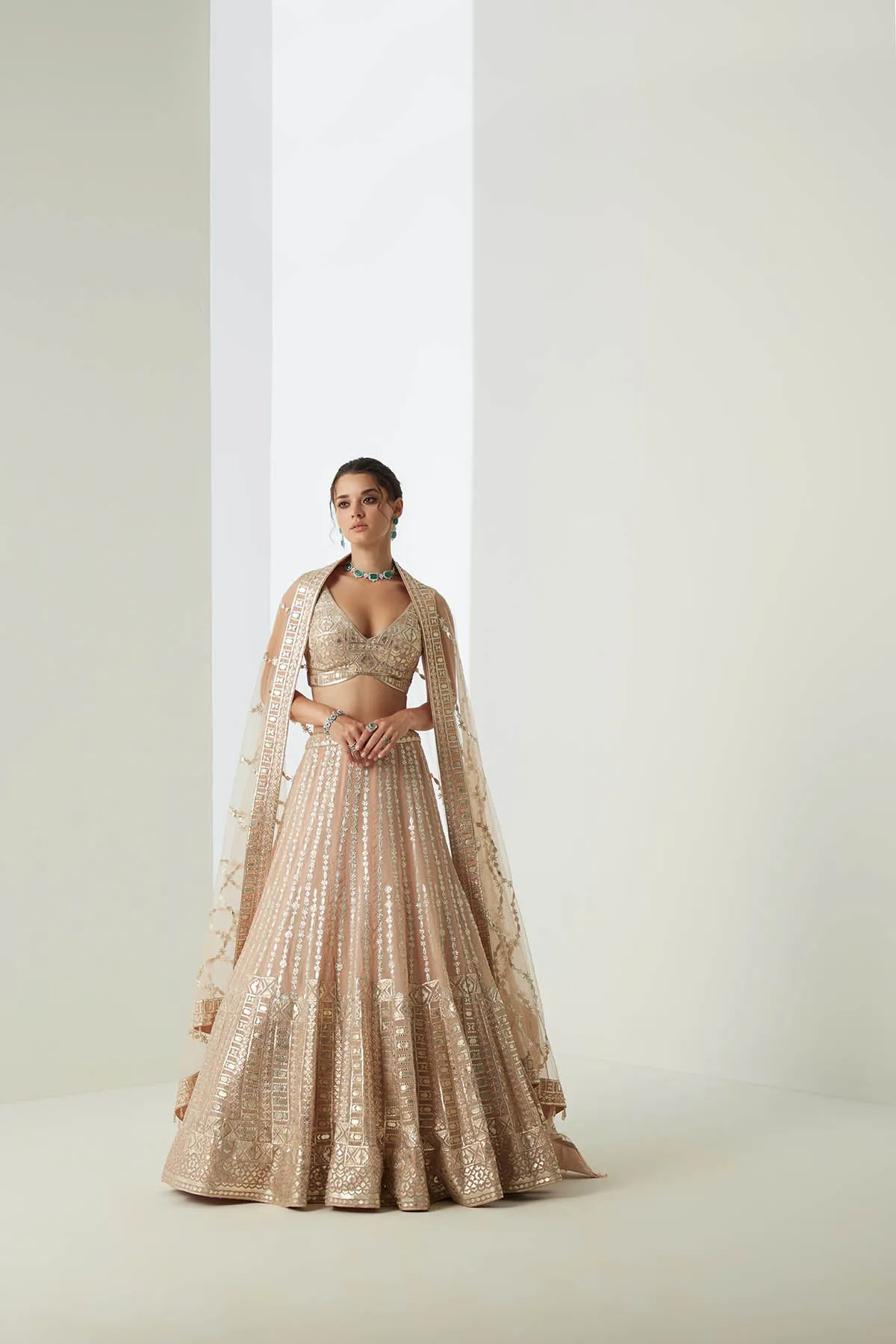 Nude Beige Embroidered Lehenga