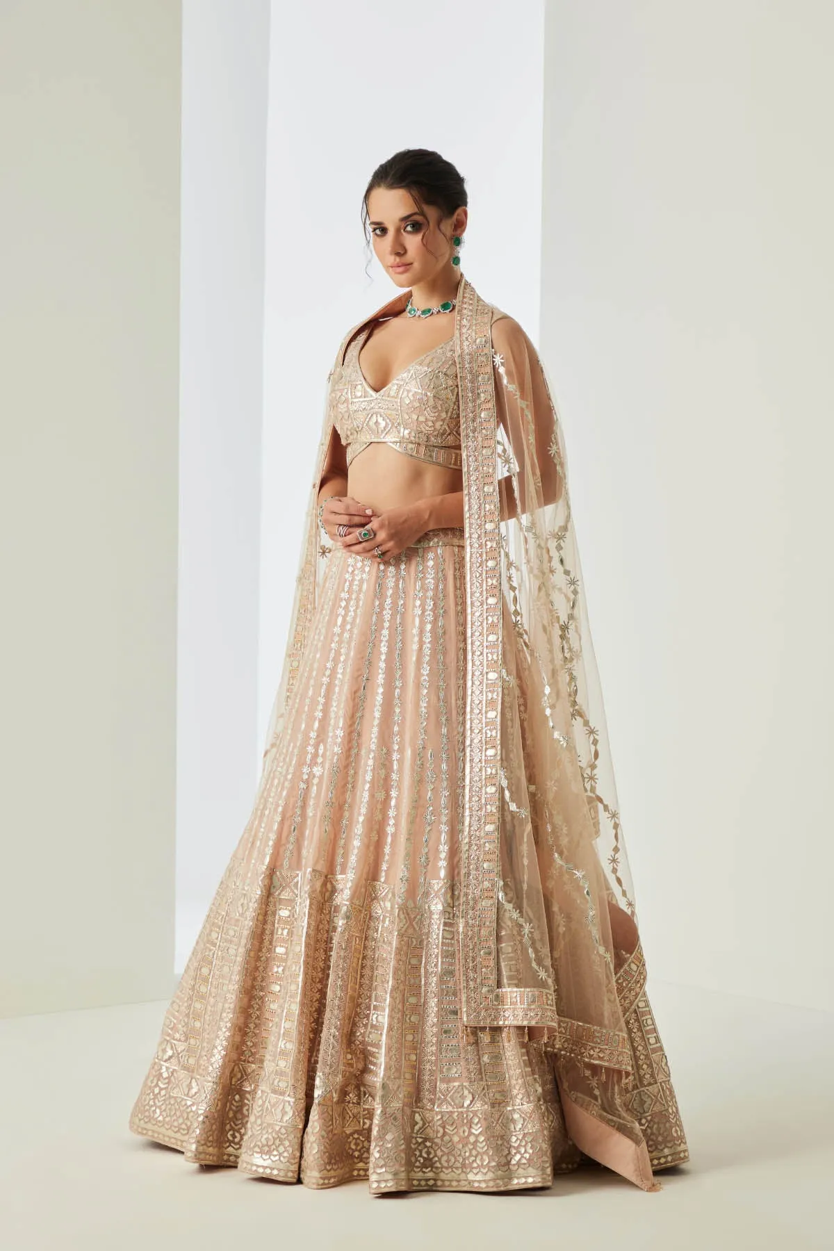 Nude Beige Embroidered Lehenga