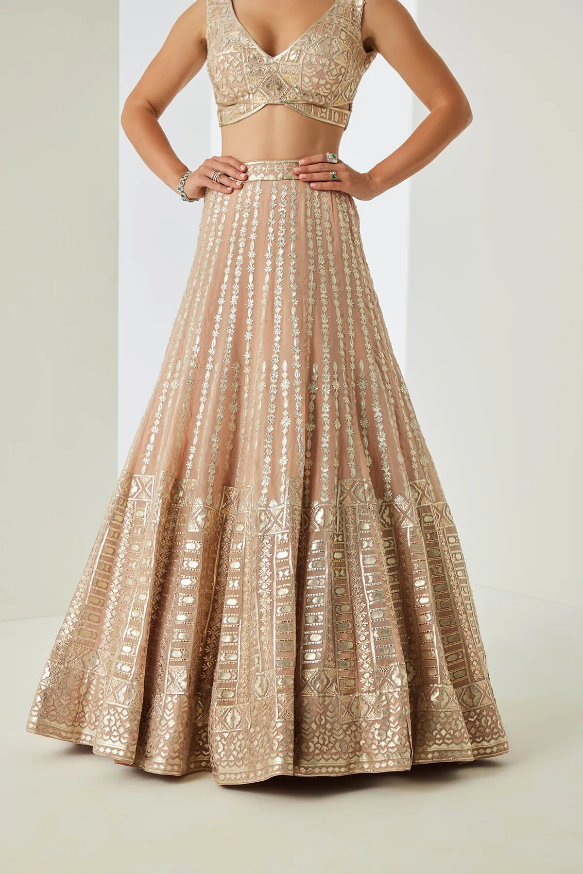 Nude Beige Embroidered Lehenga