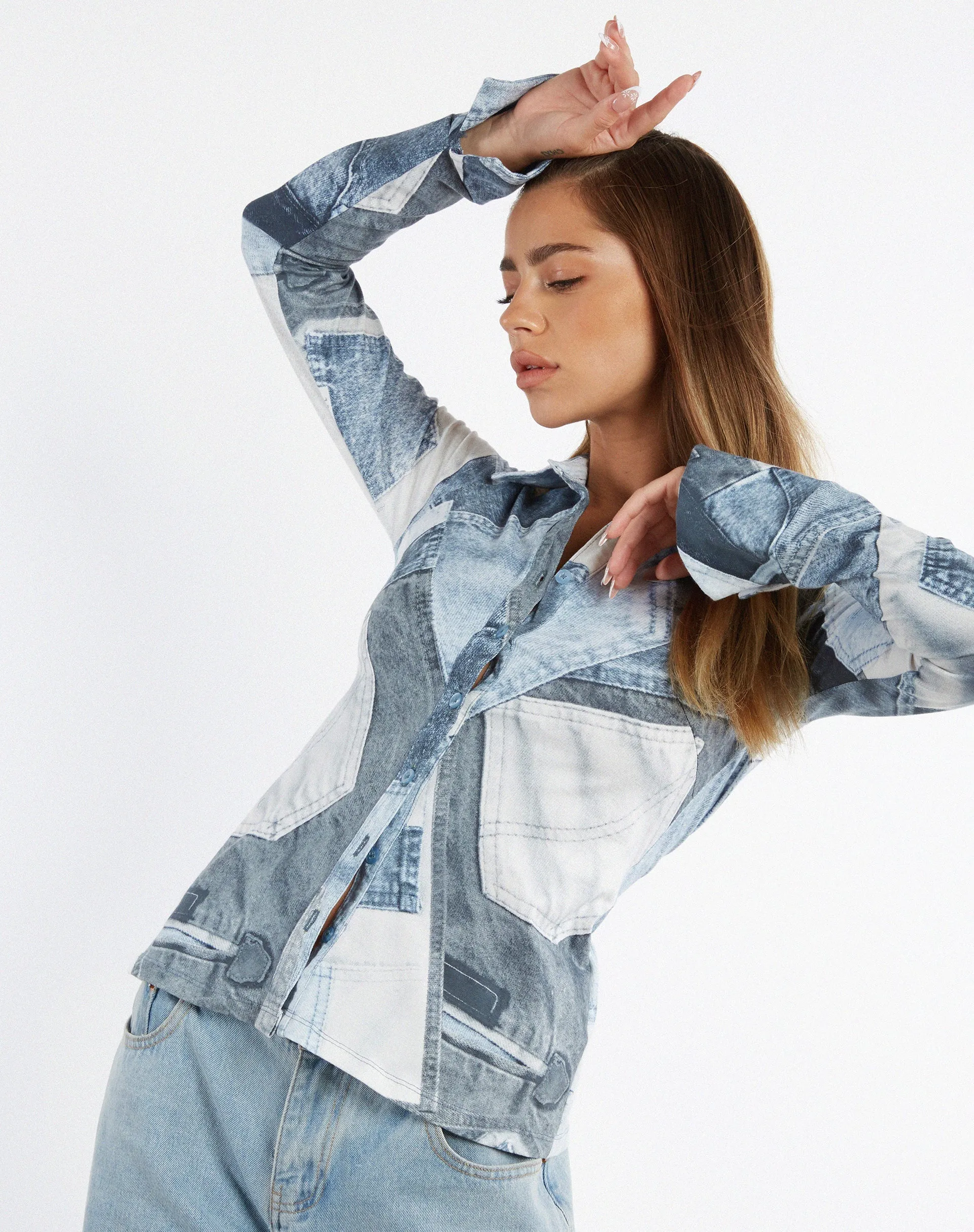 Phole Top in Denim Pocket