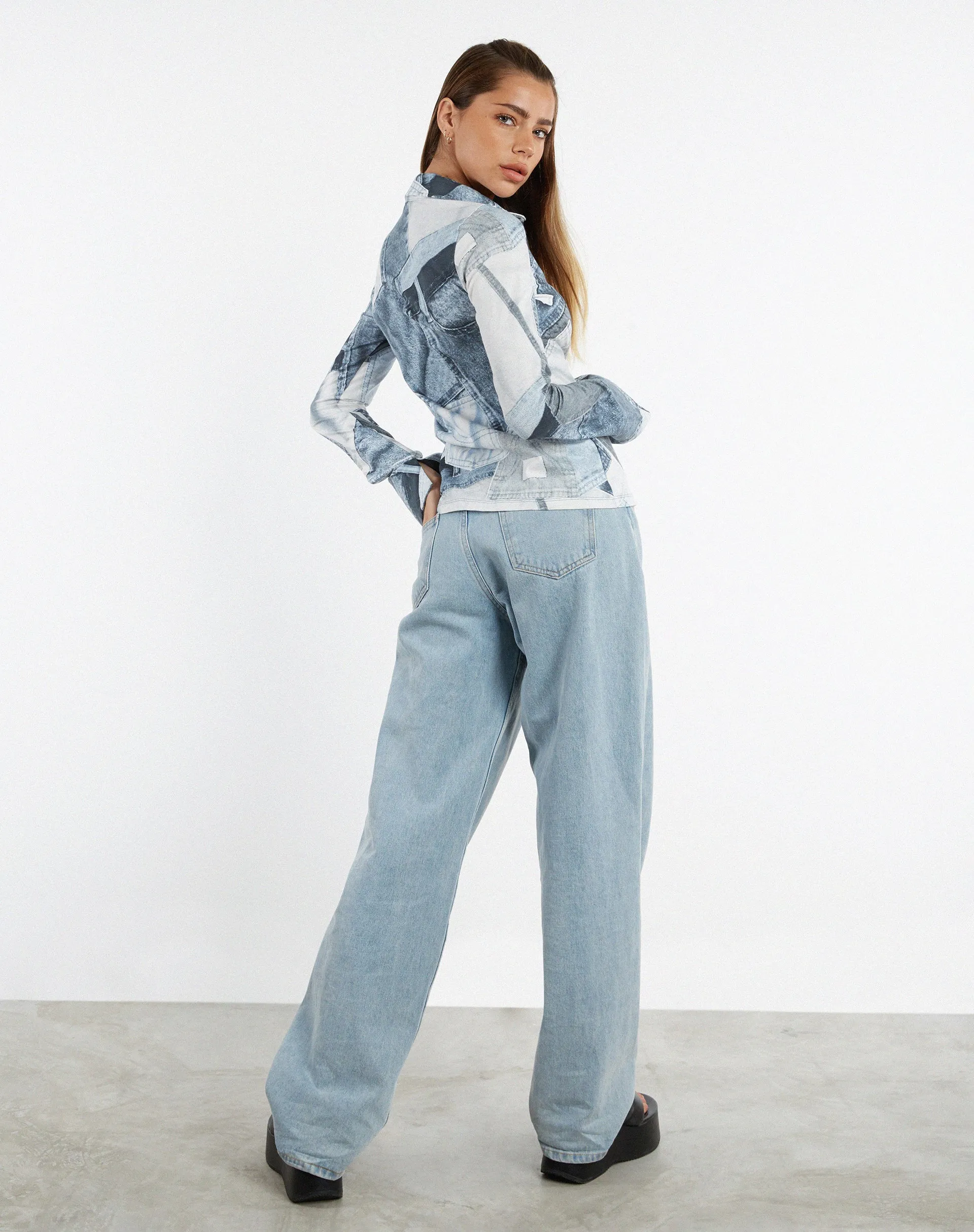 Phole Top in Denim Pocket