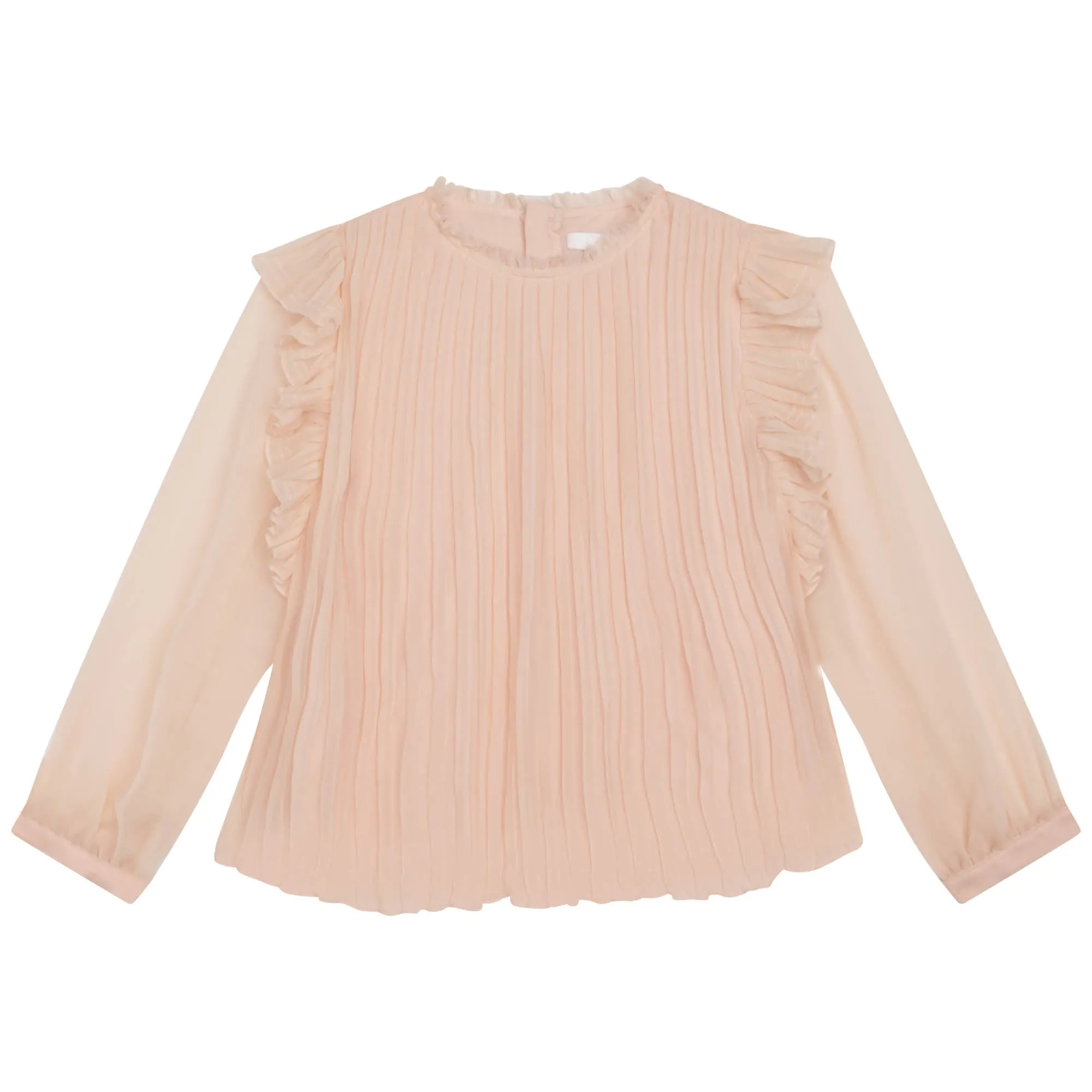 Pink Pleated Chiffon Ceremony Blouse