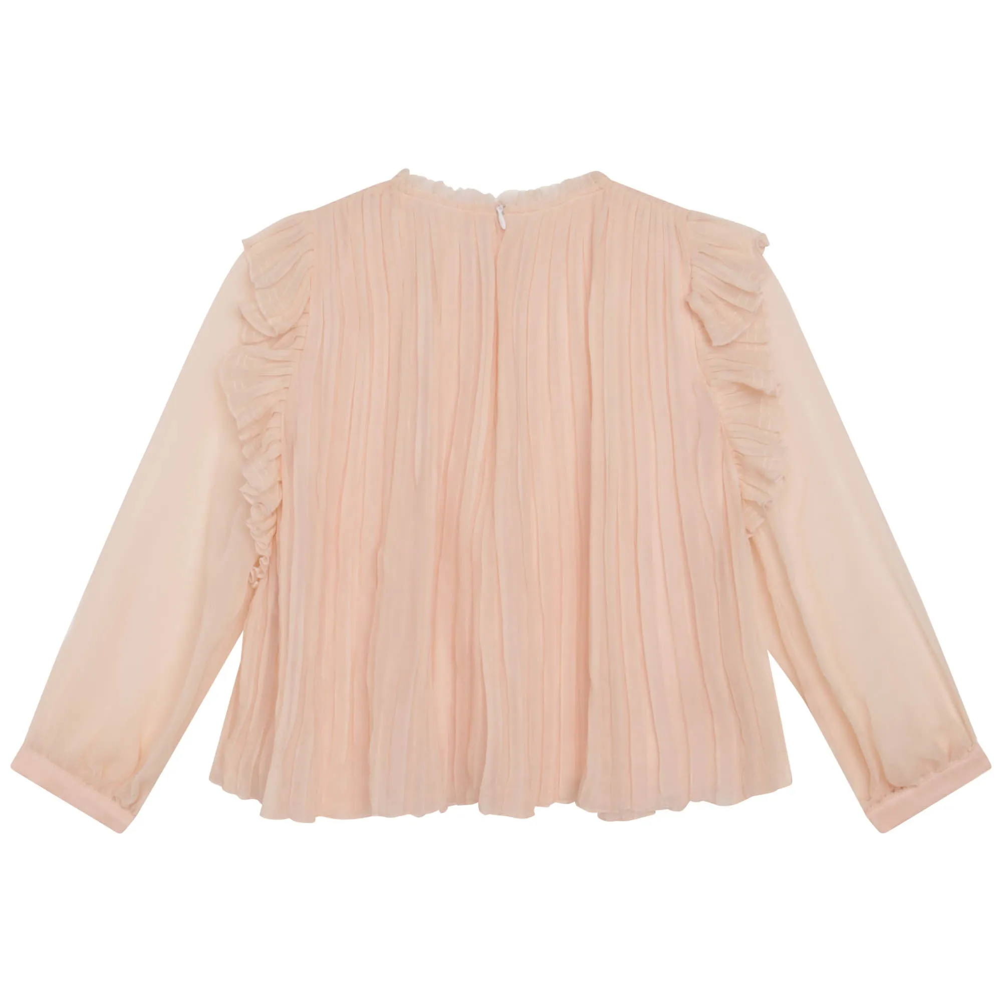 Pink Pleated Chiffon Ceremony Blouse