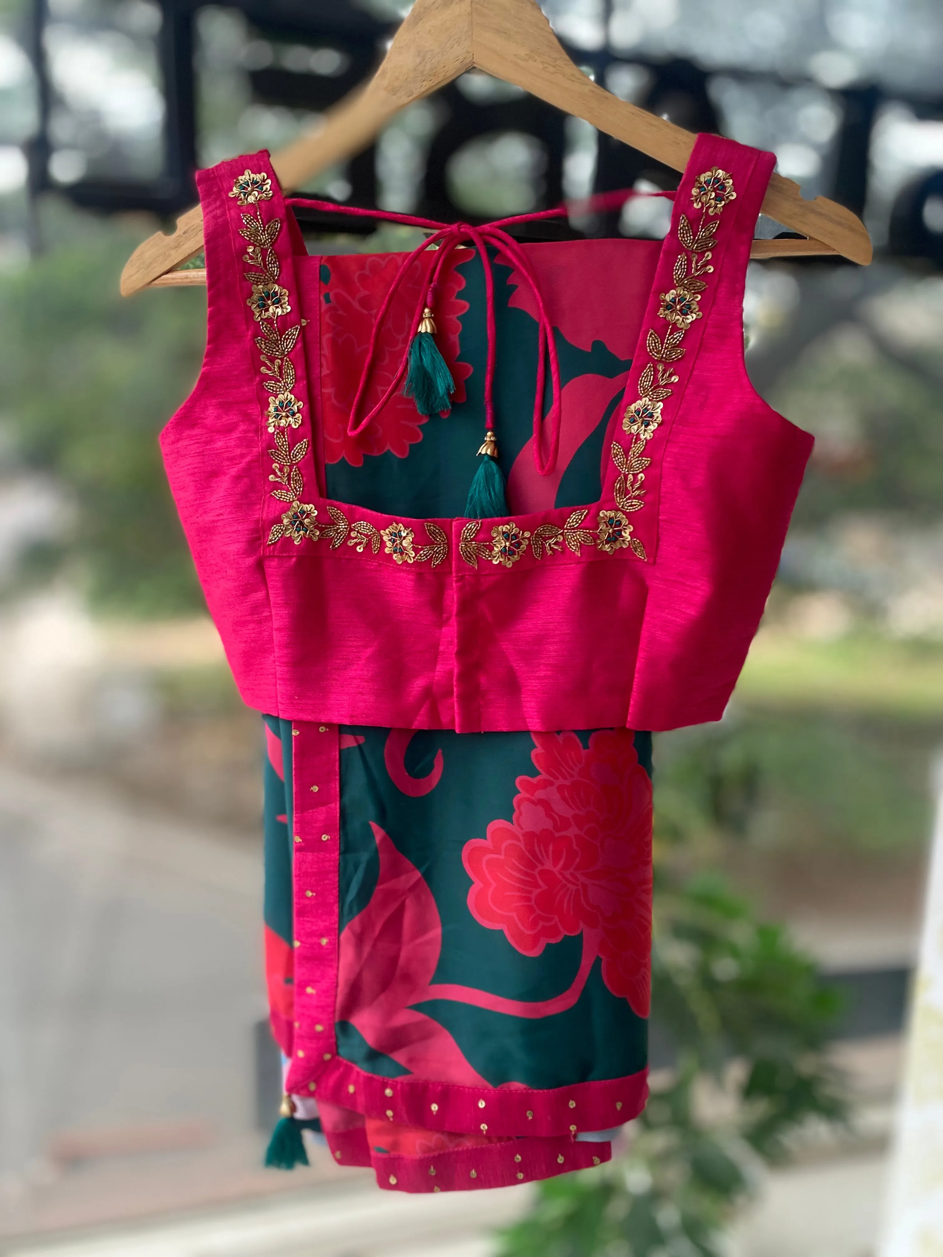 Pink silk intricate handwork blouse ( only blouse )