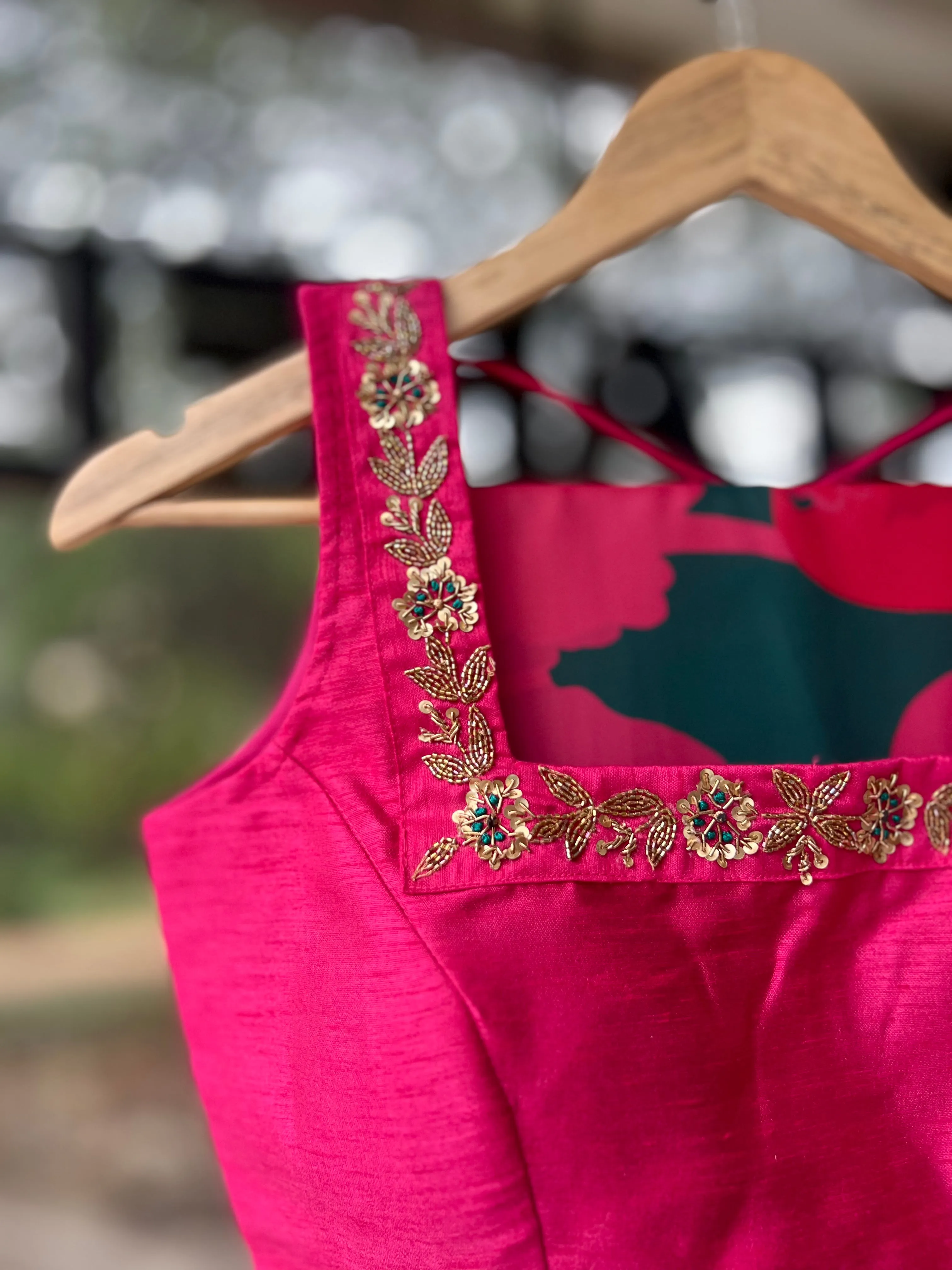 Pink silk intricate handwork blouse ( only blouse )