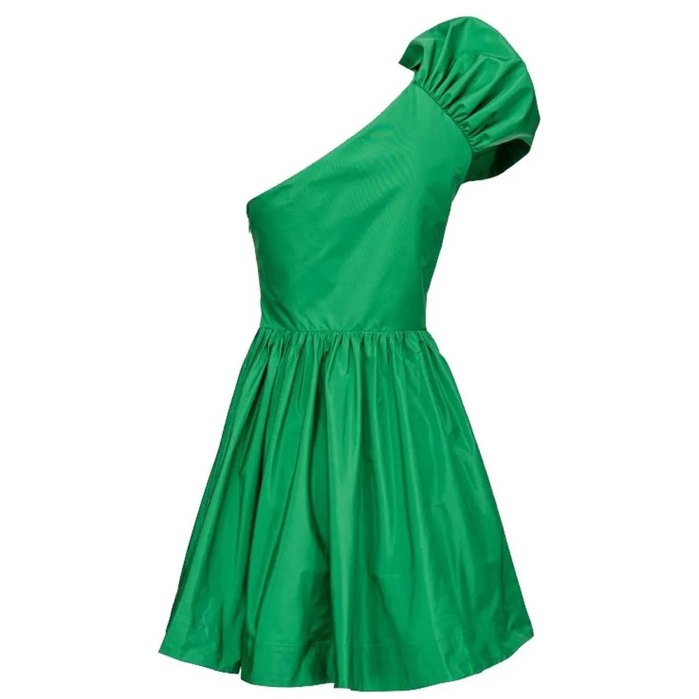 PINKO Chic Green Draped Bustier Flared Dress