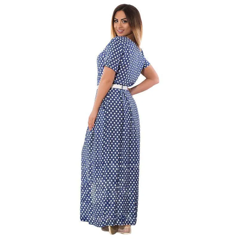 Plus Size Women long dress 5XL 6XL Polka Dot Maxi Chiffon Vintage Elegant Beach Dress Big Large Size  (US 14W-24W)