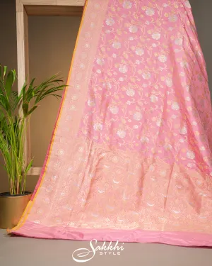 POWDER PINK BANARASI KATAN SAREE