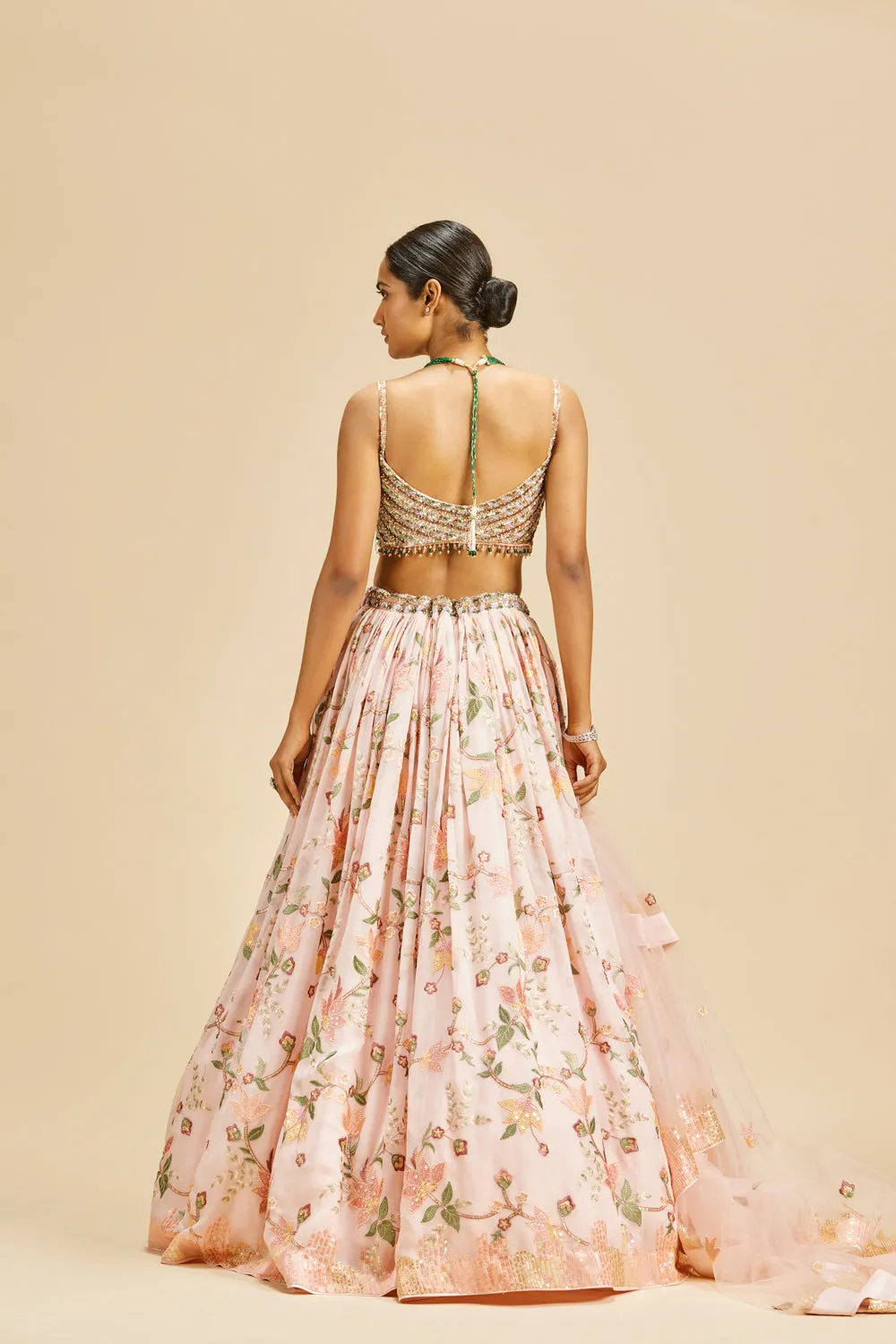 Powder Pink Georgette Lehenga Set