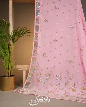 POWDER PINK SEQUIN EMBROIDERED SAREE