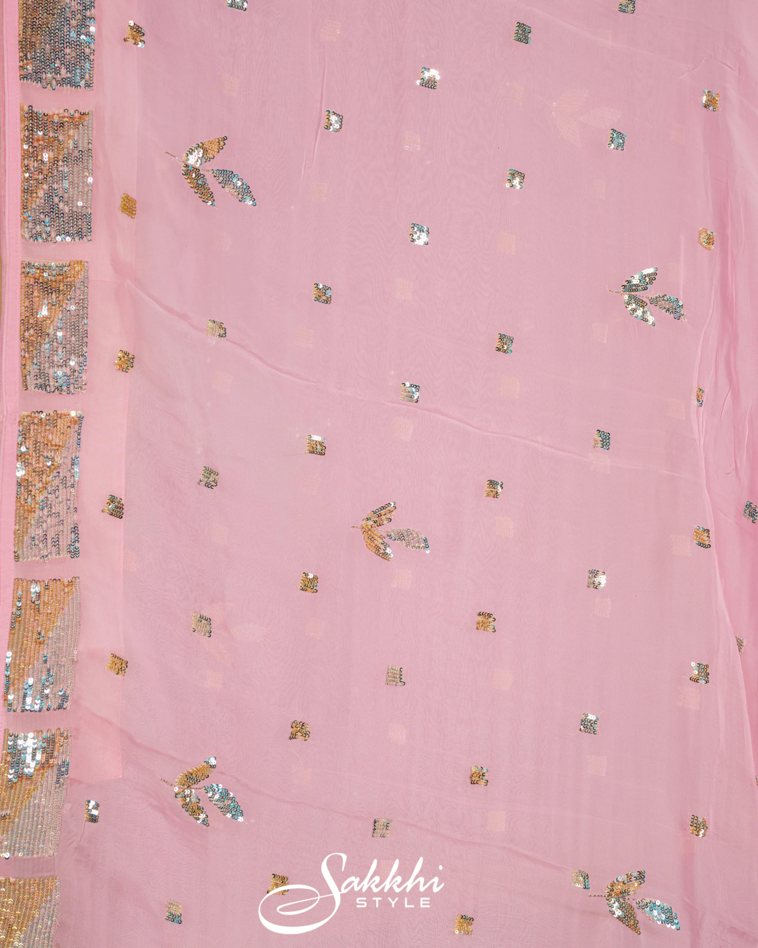 POWDER PINK SEQUIN EMBROIDERED SAREE