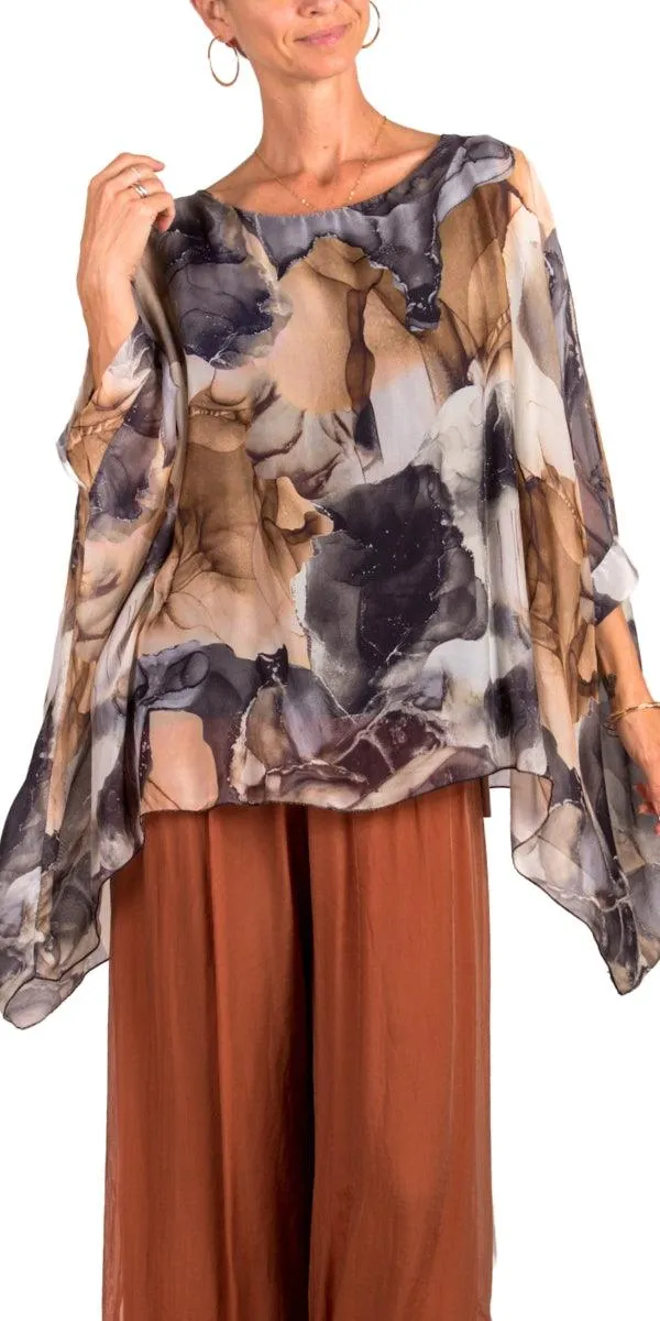 Seta Marble Ink Print Kaftan