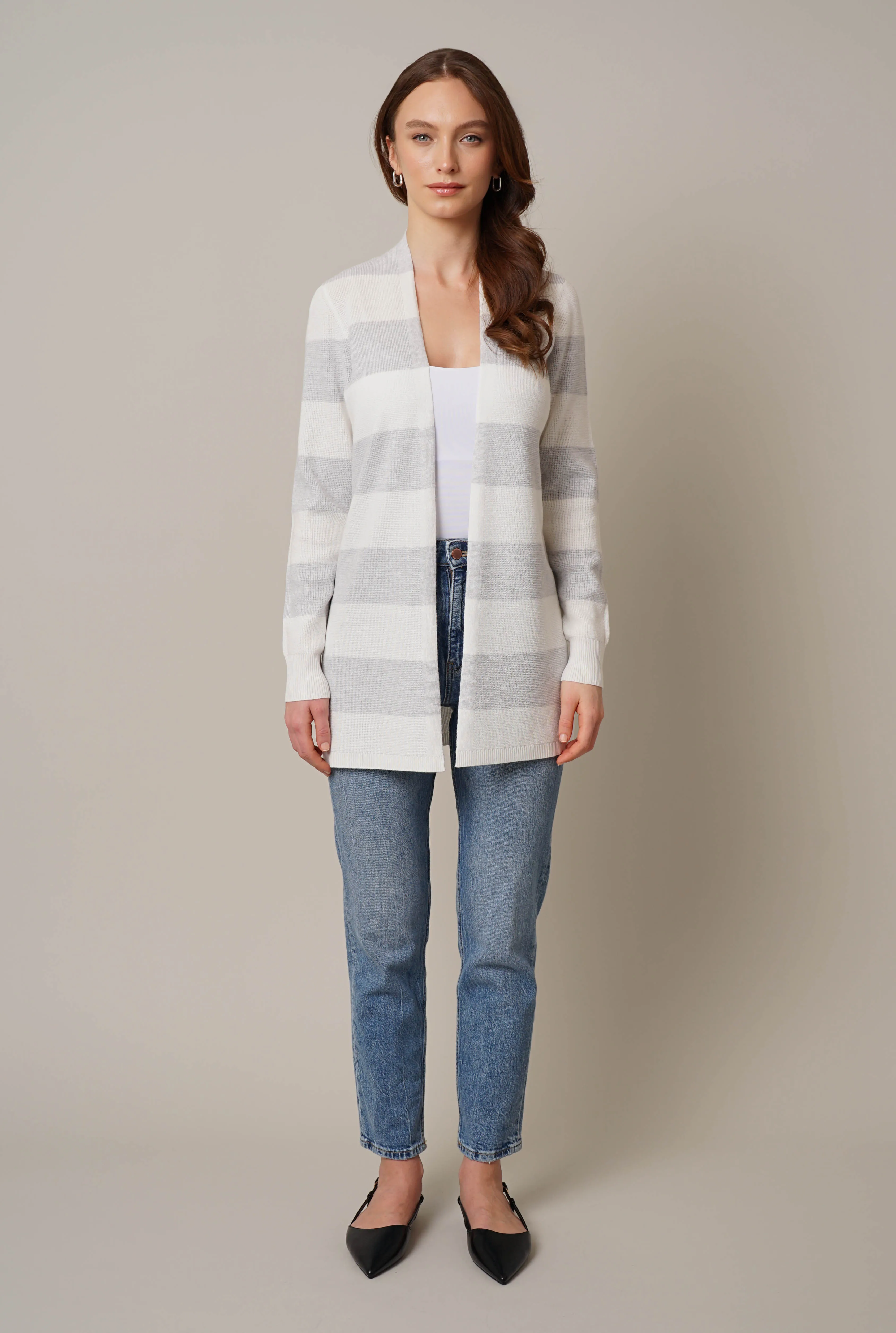 Striped Waffle Cardigan