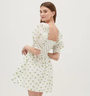 The Organza Athena Nap Dress - Olive/Coral Floral Jacquard