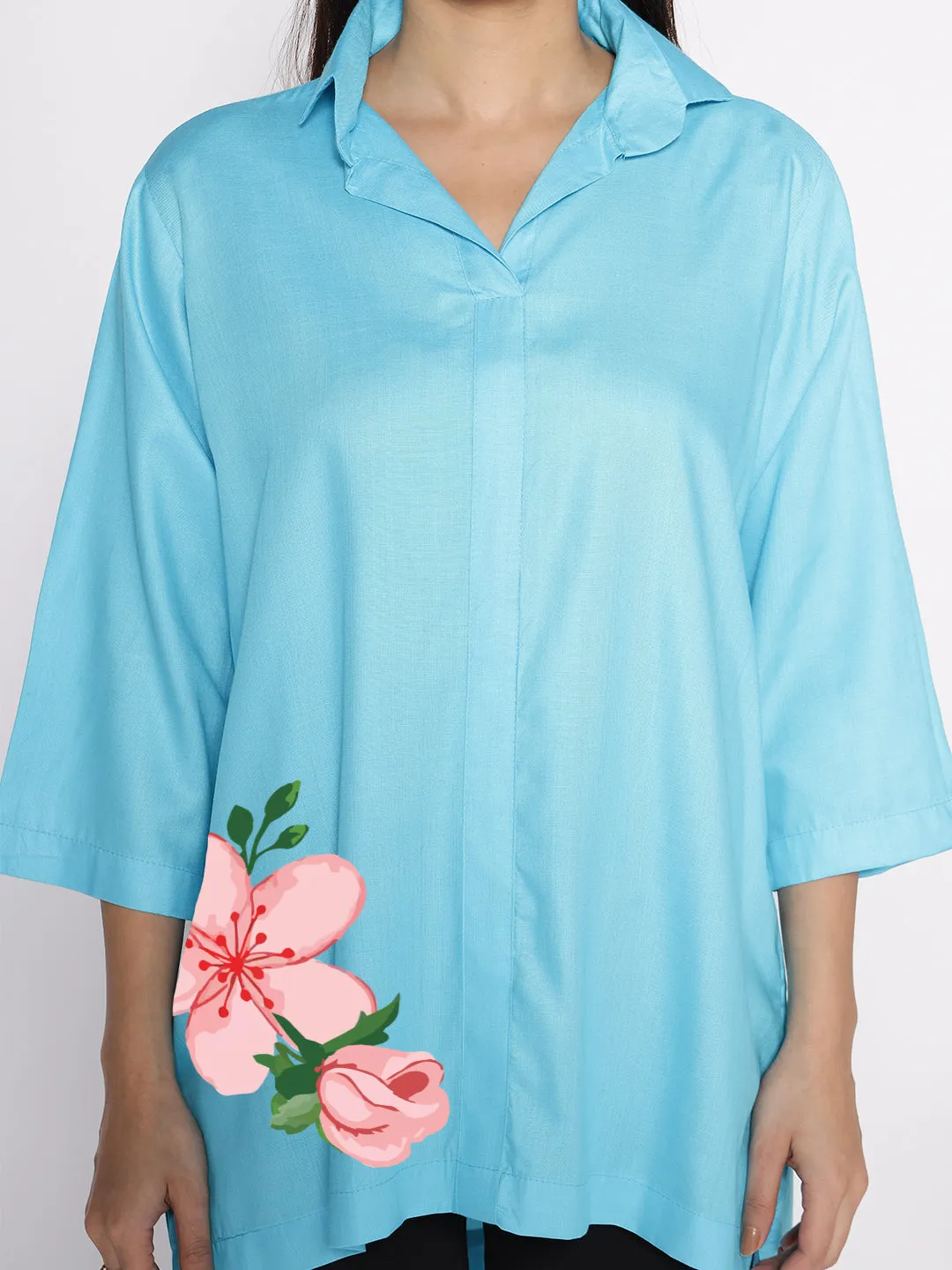 Turquoise Rayon ShirtTop - Anemon