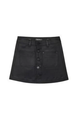 Tween Bottoms | Jenny Mini Skirt- Black Coated | DL 1961