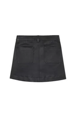 Tween Bottoms | Jenny Mini Skirt- Black Coated | DL 1961