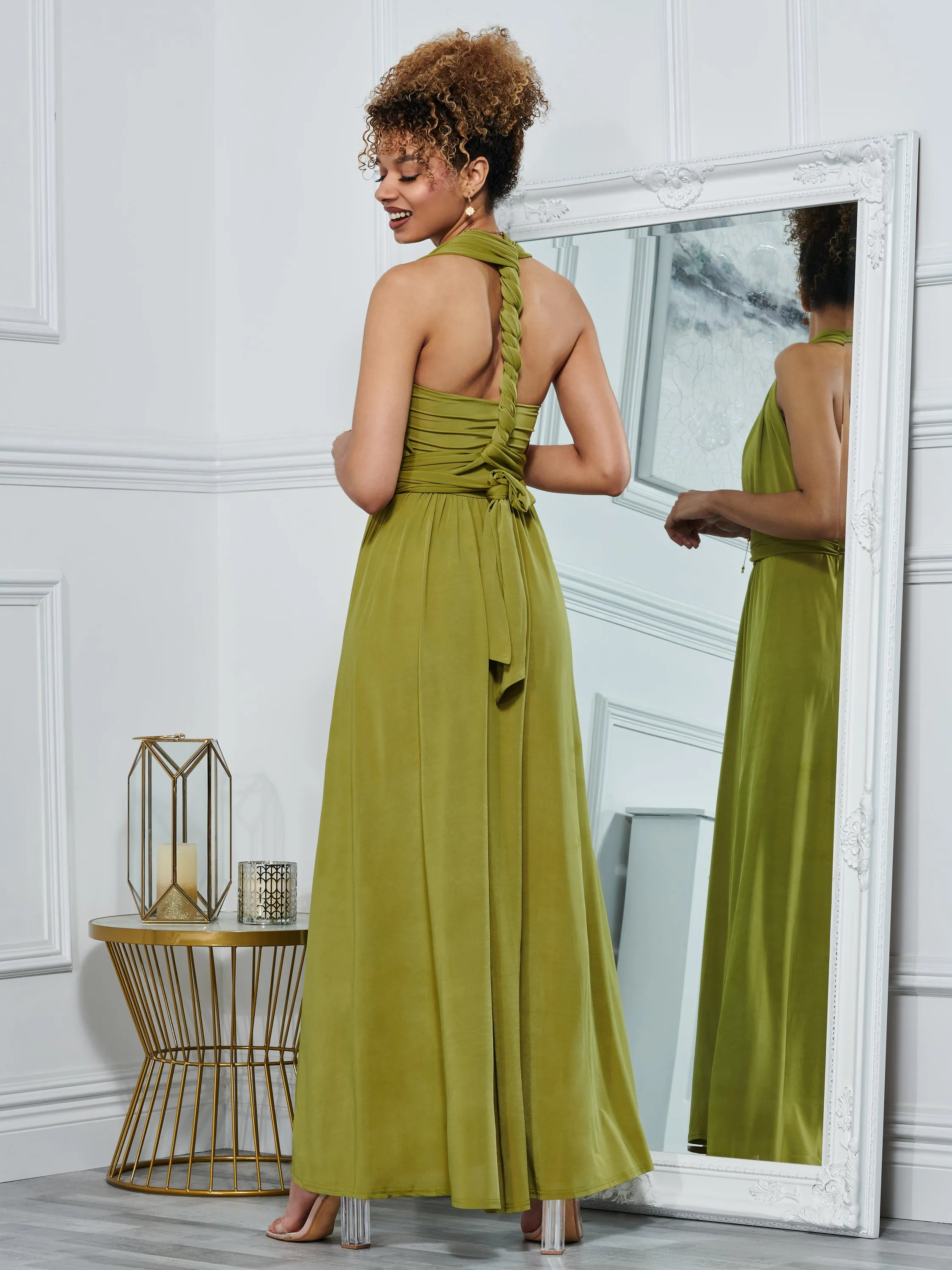 Twist & Tie Multiway Bridesmaid Maxi Dress with Bandeau, Olive Green