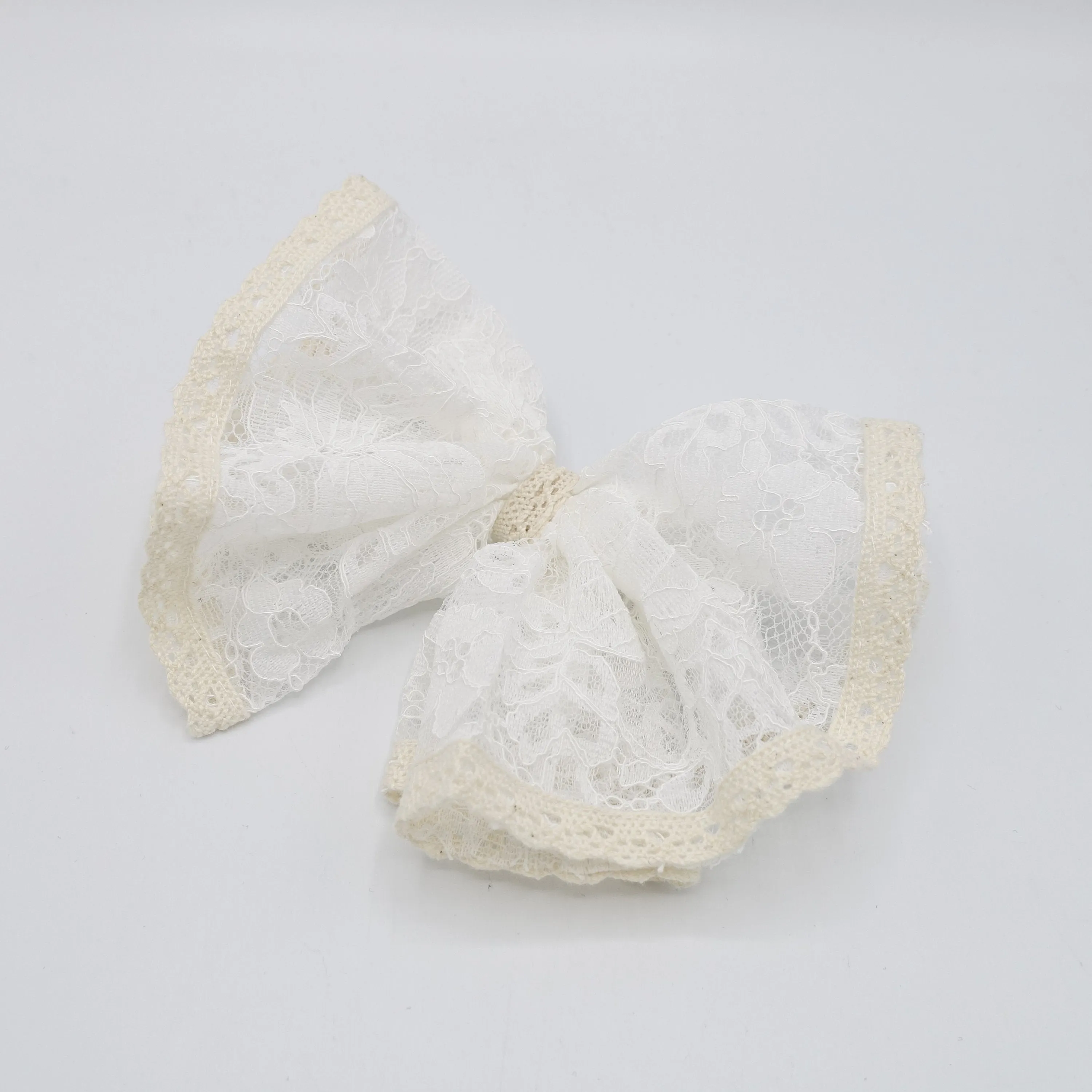 two tone floral lace hair bow layered hair accessory for women