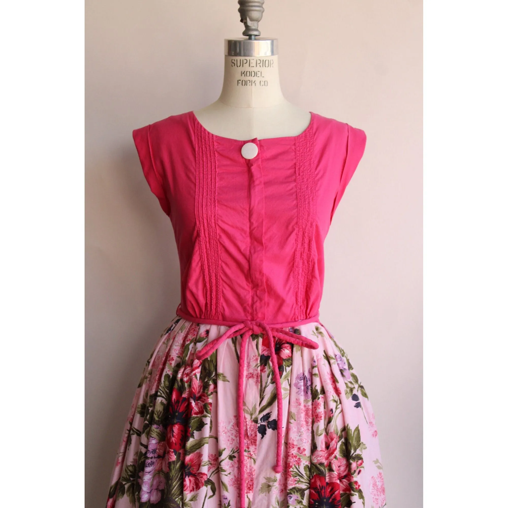 Vintage 1950s 1960s Kay Whitney Dress with Pocket and Belt