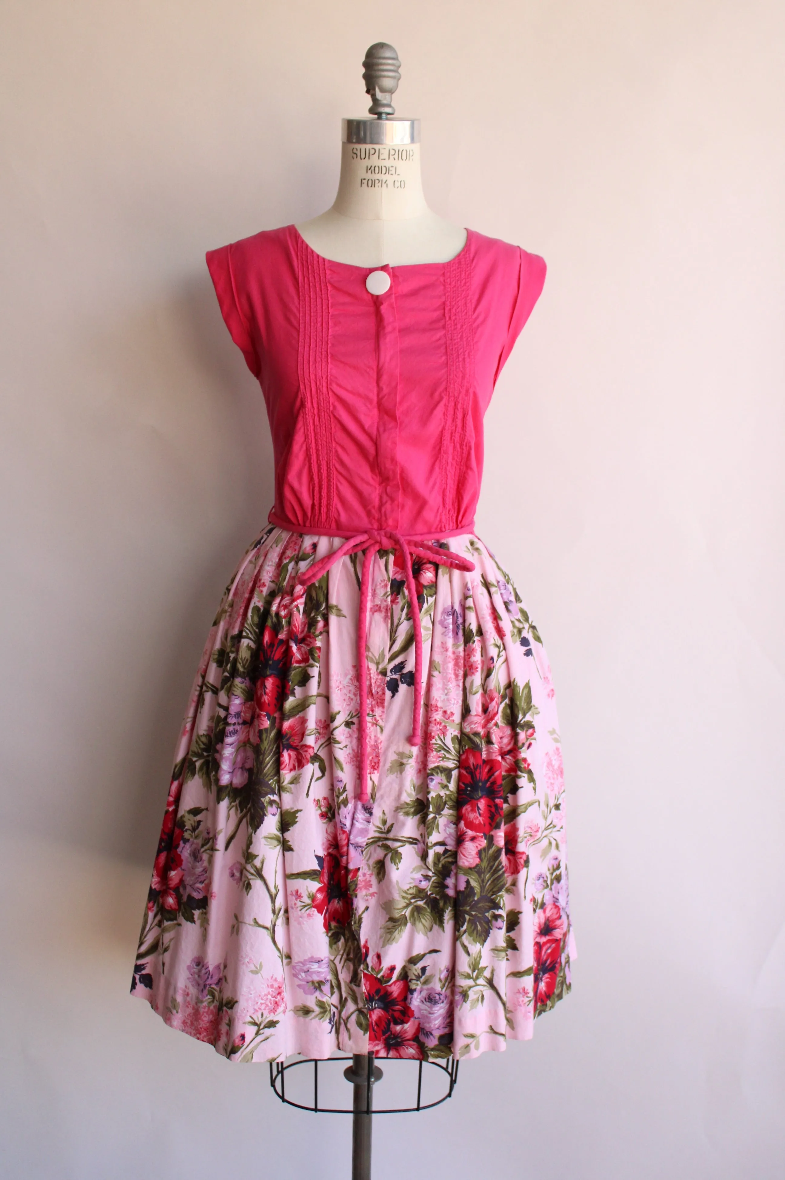 Vintage 1950s 1960s Kay Whitney Dress with Pocket and Belt