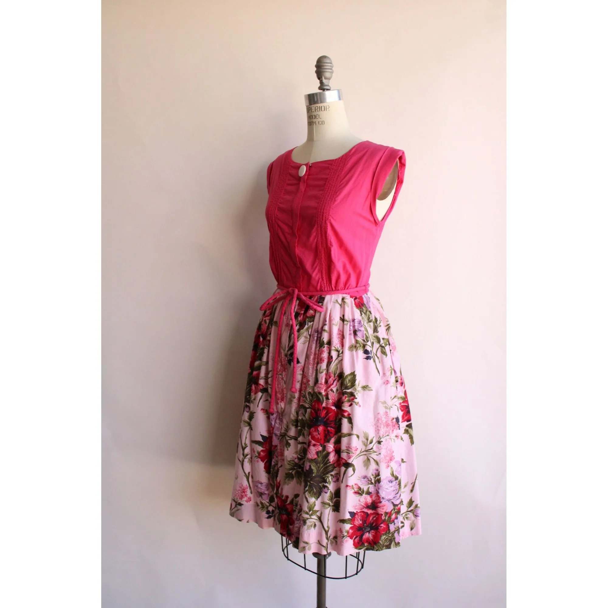 Vintage 1950s 1960s Kay Whitney Dress with Pocket and Belt