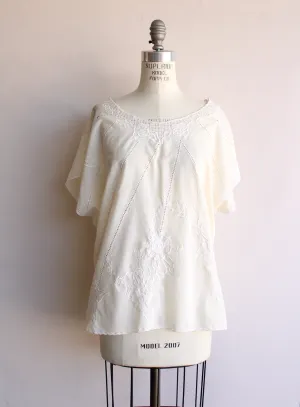 Vintage 1980s Embroidered Peasant Blouse