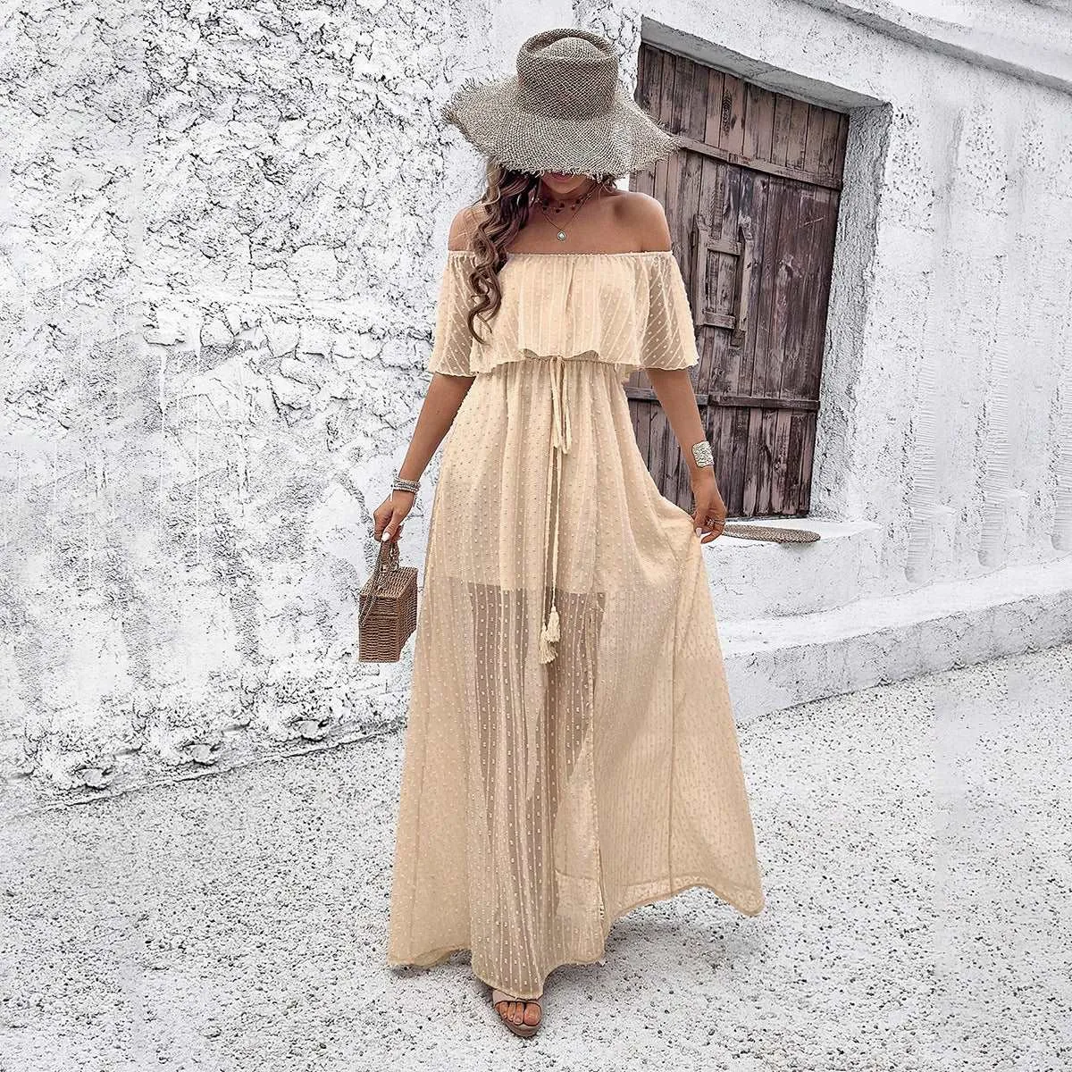 Women's Elegant Off-shoulder Maxi Dress