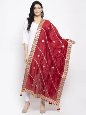 Women'S Maroon Gotta Patti Silk Dupatta